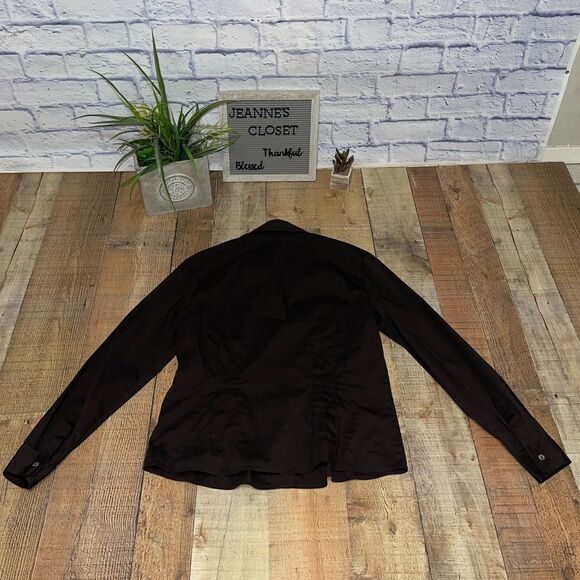 Lafayette 148 NY Button Down black stretch Dress Shirt 10 - Picture 9 of 12